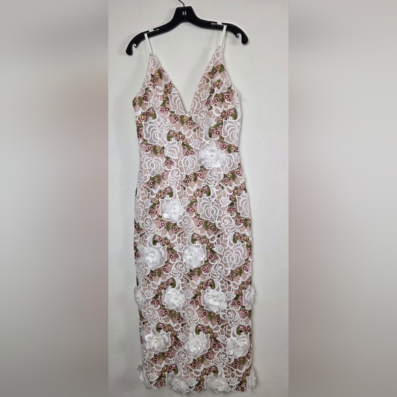 HELSI Norah Plunging Dimensional Floral Column Dress M - Picture 5 of 9